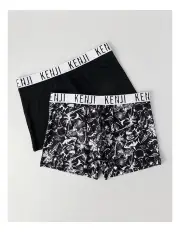 [Kenji] 2 Pack Fashion FastDry Trunks Outta This World in Black