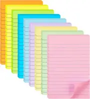 HQCME 9 Pack Lined Sticky Notes 4X6, 9 Pastel Colors, 315 Sheets, Super Stick...