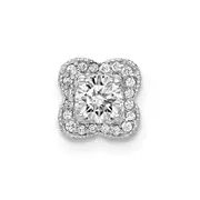 Solid 14k White Gold 4.1mm Center 1/15ct. Simulated CZ Semi-mount Pendant