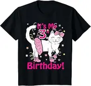 [X.Style] Kids Its My 3rd Birthday Kitty Cat Theme Toddler Girl Outfit ds1203 Youth T-Shirt (S) Black