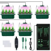 Seed Starter Tray with Grow Light, 5 Pack Seed Starter Kit with Heat Mat, See...