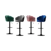 2X Artiss Bar Stools Kitchen Stool Swivel Chair Gas Lift Velvet Chairs Pink