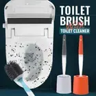 Wall Mounted Long Handle Silicone Toilet Brush with Base with Soap Dispenser AU