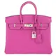 HERMES BIRKIN 25CM Togo 牛皮柏金包(A刻/玟瑰紫/銀釦)