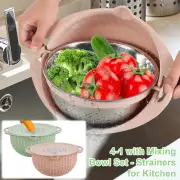 Kitchen Colander Set with Plastic Mixing Bowl 360°Rotating Food Strainers Caxqv