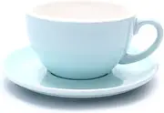 Coffeezone Cappuccino Barista Latte Art Cup and Saucer New Bone China for Coffee Shop (Glossy Light Blue, 8.5 oz)