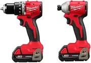 [Milwaukee] 3610-22CT M18 18V Li-ion Brushless Cordless Compact Hammer Drill/Impact Combo Kit (2-Tool) (New Gen), Red