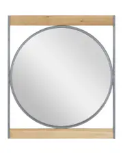 The Novogratz Brown Metal Wall Mirror with Wood Accents