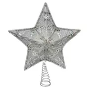 Silver Beaded Star Tree Topper