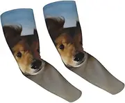 [FHEDVBN] cute shetland dog Arm Sleeves Compression Arm Covers for Men Women Outdoor Sun Sleeves Cooling Sports Sleeve, Black