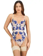[Pleasure State] Everleigh Basque in Surf The Web/Blush