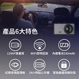 【Jinpei 錦沛】FULL HD 1296P 汽車行車記錄器、星光夜視、前後雙錄、附贈32GB記憶卡 型號:JD-03B-1