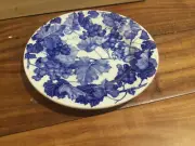 quadrifolio Italy blue grape leaves salad plate New old stock 8''