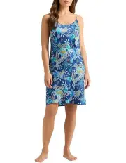 [David Lawrence] Alain Silk Short Sleep Dress in Marine Multi