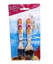 DISNEY PRINCESS KIDS EASY GRIP FLATWARE SPOON & FORK CUTLERY SET