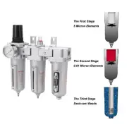 3 Stage Air Drying System Compressed Air Particulate Filter Dryer Tools New