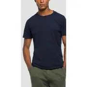 Replay Mens Basic Tee Shirt Jersey Raw Cut T-Shirt Blue