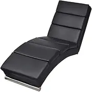 vidaXL Classic Black Faux Leather Chaise Lounge - Comfortable and Stylish Scandinavian Design - Thickly Padded, Durable Wood Frame Lounge Chair