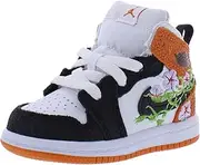 [Nike] Toddler's Jordan 1 Mid SE Basketball Blossom Wht/Blk-Starfish (DQ8391 100) (us_Footwear_Size_System, Toddler, Men, Numeric, Medium, Numeric_8)
