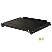 2 pack - Sliding Rack Vented Server Shelf 1U 19" 4 Post Rack Mount 13.75" Deep