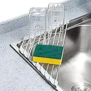 Triangle Roll-Up Dish Drying Rack for Sink Corner Small Foldable Stainless Steel Over The Sink Multipurpose Kitchen Drainer Caddy Organizer Storage Space Saver Shelf Holder (Gray)