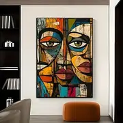 One Piece Unframed Modern African Abstract Art Canvas Print Mixed Tones Modern Wall Painting Poster Suitable For Living Room And Bedroom Decor Unframed