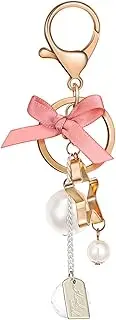[CATIEBYE] Girly Bow Pendant Keychain Large Rhinestone Bag Charm for Women Handbags Purse Accessory