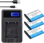 HOMERW 1800mAh Li-40B Li-42B EN-EL10 Battery LCD Charger Compatible with Olympus and Nikon Cameras(3BatteryWithCharger)