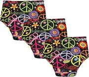 [GuoChe] Baby Girls Toilet Training Pants Childish Hippie Peace Colorful 3pcs Leakproof Nighttime Training Pants Shorts