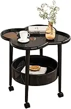 TOMVAES 2-Tier Flower-Shape Side Table,Coffee Table with 4 Wheels,Cute Tray Table,Small Accent Table,Sofa End Table for Living Room Bedroom Balcony Patio Nightstand