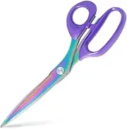 Titanium Coating Fabric Scissors, Professional Tailor Scissors, Ultra-Sharp Stainless Steel Blades, Ergonomic ABS Handle, 10.5 Inch, Rainbow&Purple