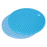 Silicone Trivet Mats 2pcs, Round Hot Pan Pads Drying Mat - Light Blue, Blue