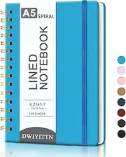 A5 Spiral Notebook, 160 Lined Spiral Journal 8.27"x5.7" Hardcover Notebook with Elastic Closure Journal for Writing School Office Work Gift (Blue)