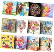 Hellery 12 Pieces Diamond Drawing Greeting Cards Kit Mosaic Making Art Craft for