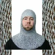 Chain mail / Medieval Hood 9 mm Round Riveted Mail Coif Chainmail Coif