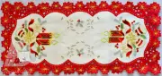 Red Christmas Table Runner, Embroidered Candles 40x90cm (16"x36") STOCKS IN SYD