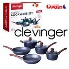 Clevinger 8 Piece Non-Stick Cookware Set Frypan Casserole Saucepan Pot BPA FREE