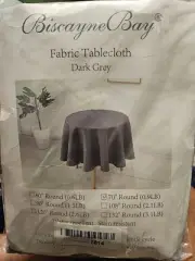 Biscayne Bay 70" Fabric Round Dark GreyTablecloth