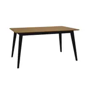 Kanaka 1.4 Rectangular Dining Table in Natural MDF Timber Veneer Top and Black Solid Timber Legs
