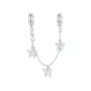 925 Sterling Silver Butterfly Safety Chain For Charm Bracelets
