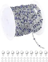 uxcell Stainless Steel Bead Chain, 16.4 Feet/5M Enamel Beaded Jewelry Link Cable Chains Spool Kit for Jewelry Making, Necklace, Bracelets, DIY Crafts (Silver/Blue, Pack of 1)