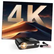 Ultra HD 4K Projector with WiFi Bluetooth Apps, LED Smart TV Projectors black