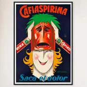 Galrie Cafiaspirina Saca el Dolor Vintage Advertising Poster Retro Wall Art, Black Frame, A2 42 x 60cm (16 x 24inch)