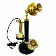 Vintage Rotary Dial Candlestick Phone Gold Brass American Landline Telephone