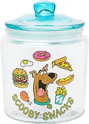 Silver Buffalo Scooby Doo Food Pattern Glass Jar with Lid, 6 inches