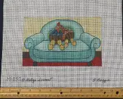 Hand-painted needlepoint canvas Clucking Cuddlers, Maggie Co., M-857