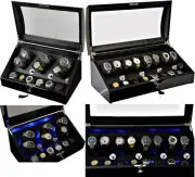 Luxury Display Automatic Watch Winder for 6/8 watches + 8/8 -Black on Black-LED