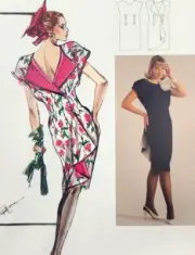 Vtg UC Burda 5369 Sewing Pattern Color-Block Party Dress Open Back Wrap 10-18