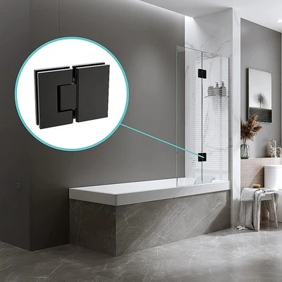 90cm Bath Screen with Channel and SS Hinges- Black