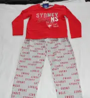 Sydney Swans AFL AF8735 W20 Boys Youth Printed 2 Piece Pyjama Set Size 10 New